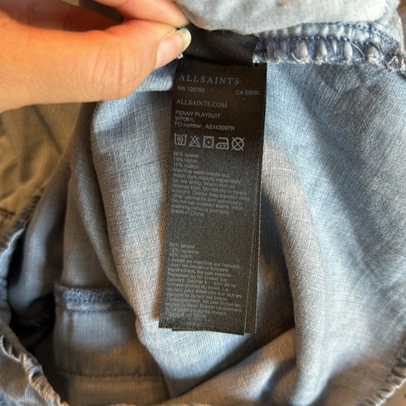 Allsaints Penny Playsuit Denim Color Surplice V-neck Romper size 6 - Picture 16 of 16